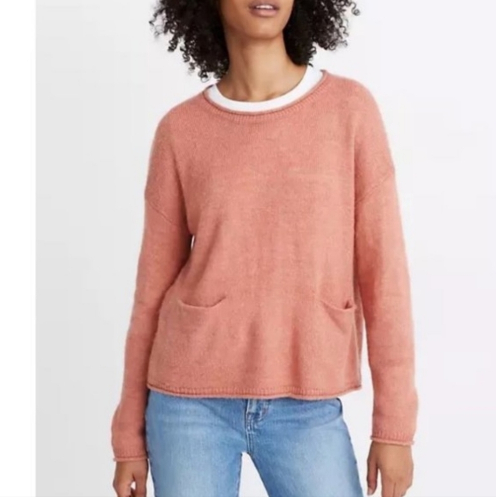 Madewell Alpaca Blend Dusty Coral Chelsea Pocket Pullover